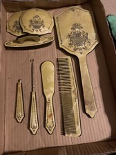 Vintage Art Deco Celluloid Dresser Vanity Set Pretty 6 Piece Partial Set 2 Lids