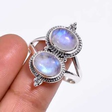 Rainbow Moonstone925 Sterling Silver Statement Ring, Oxide Antique Handmade Ring