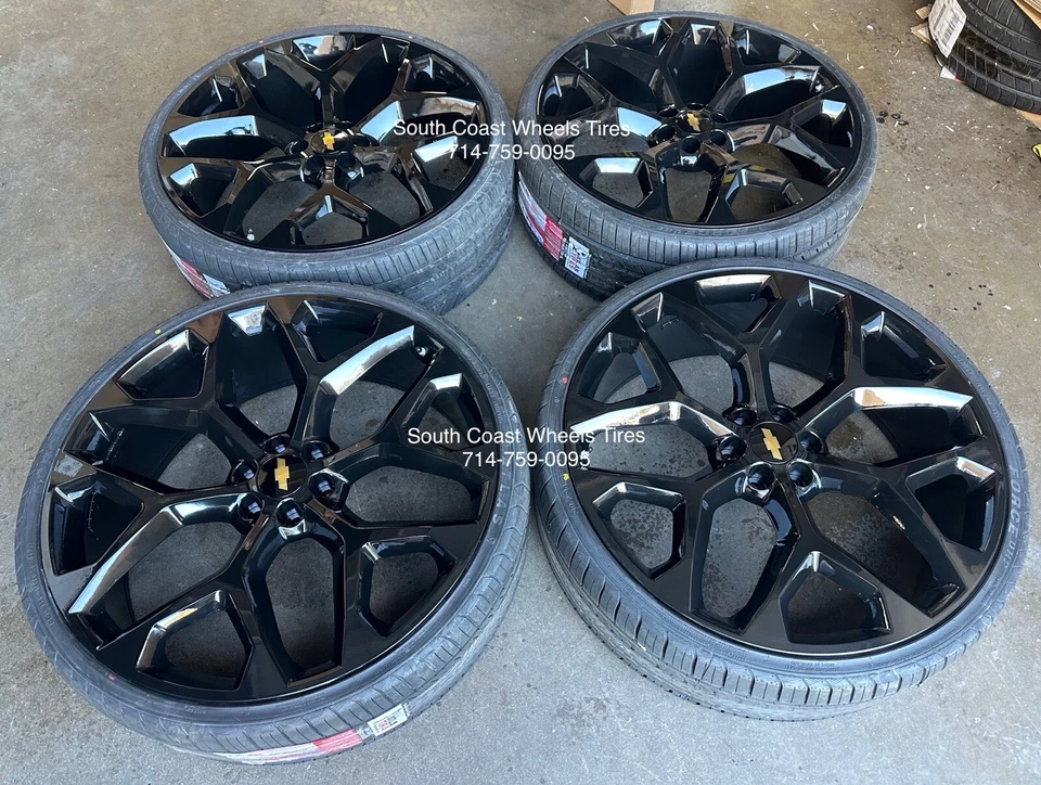 RUEDAS NEGRAS 28” PULGADAS COPO DE NIEVE FR59 CK156 NEUMÁTICOS Silverado Tahoe Sierra Yukon Foto 2 de 4
