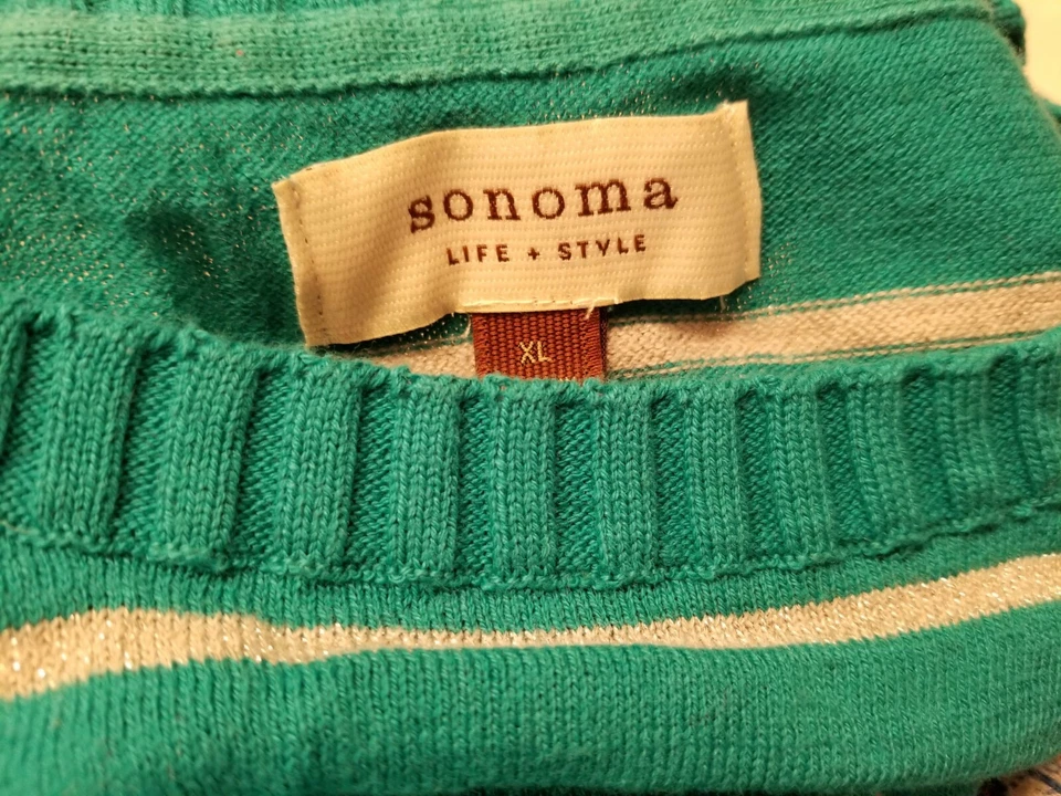 Blusa suéter blusa Sonoma para mujer talla XL X grande verde gris plata a rayas Foto 2 de 4