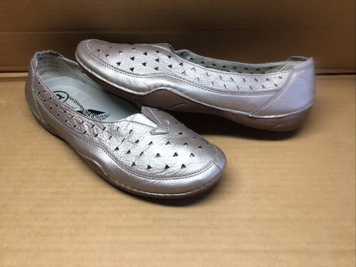 P By Propet Ortholite Wren Metallic Soft Leather Walking Flats Size W 11 or  M