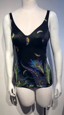 Vintage 50s Swimsuit Peacock Feathers