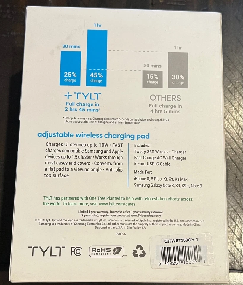 LOT OF 25 - TYLT Twisty 360 Qi Wireless Charging Pad Adjustable Stand Charge 10W - Image 2 of 3