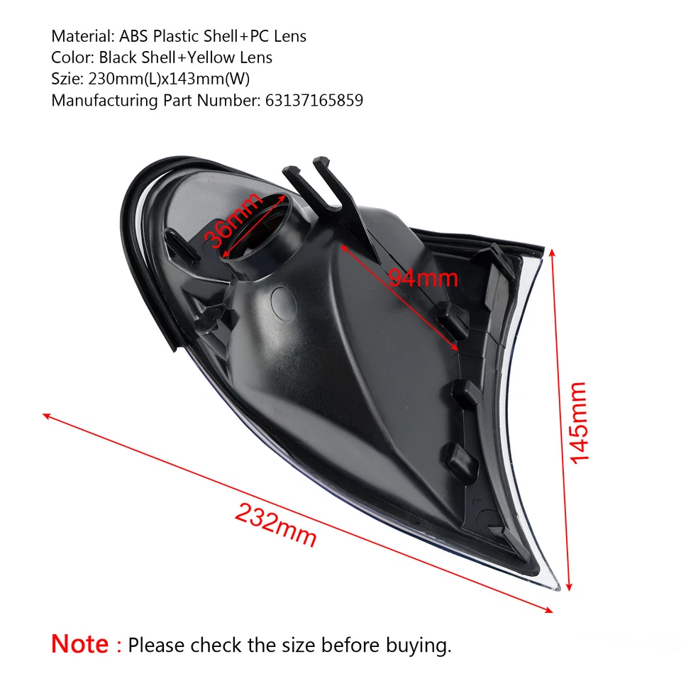 Left Front Indicator Turn Signal Yellow Corner Light For BMW 3 Serie E46 02-05 W Foto 2 de 4