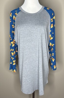 NEW LuLaRoe Randy womens 3/4 sleeve top t-shirt butterfly pattern size XXL.