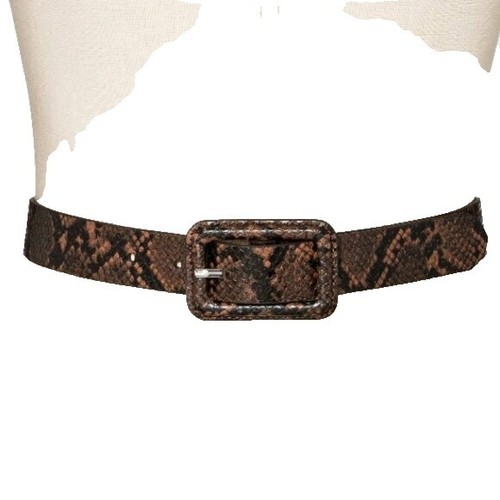 Burberry Brown Leather Belt W/Snakeskin Print Fabric & Bronze Buckle Sz 34/35 B1075 - Copperhead Snake Print Leather Belt - Double J Saddlery main image 4