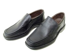 MENS BLACK FORMAL WORK US SIZE 7 SHOES LEATHER DRESS SLIP ON VIA VENETO CLINTON