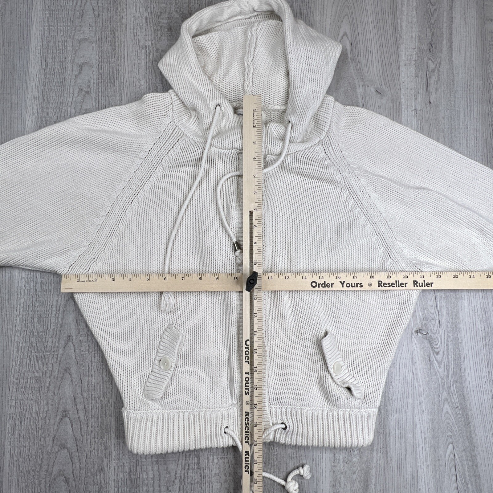 American Eagle Hooded Sweater Jacket Knitted Ribb… - image 5