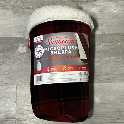 Heated Blanket Sunbeam Throw Microplush Sherpa, Heat Settings,Electric  50x60
