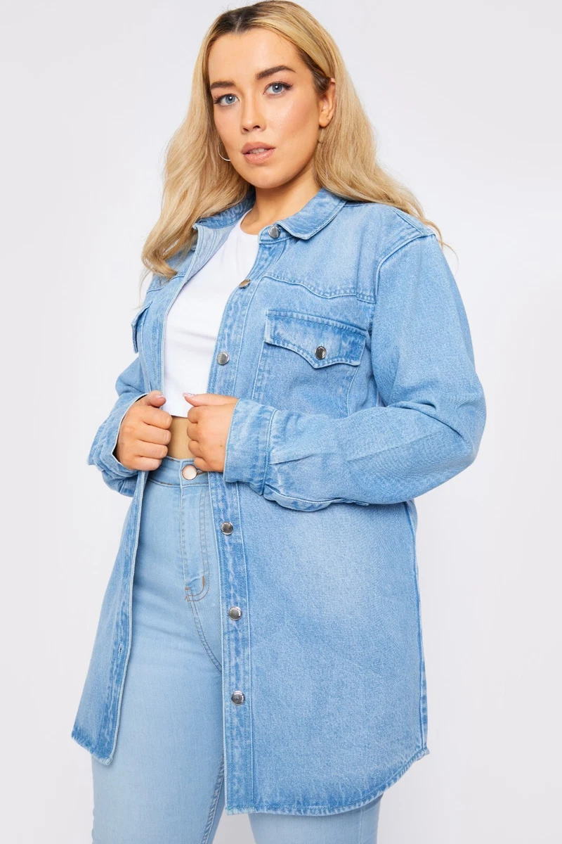 Plus size longline denim jacket best sale
