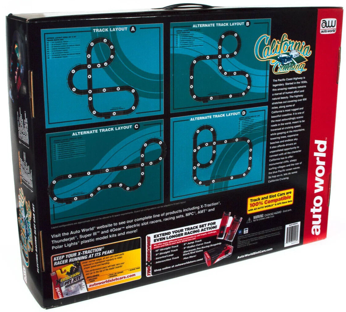 Auto World "California Cruising" 14' HO Scale Slot Car Race Track Set SRS331