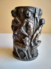 Antique Italian Dini E. Cellai Signa Sterling Silver Brush Pot. Unusual Piece. N