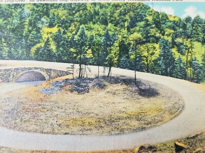 C 1939 The Loop Over on Newfound Gap Hwy in Great Smoky Mtns Nat Park Postcard