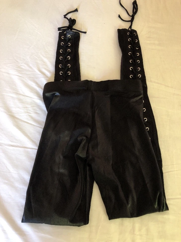 Blackmilk Leggings Pantalones Negro Cordones Corbata Corsé Talla Mediana Foto 3 de 4