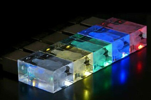 Customized 3D Photo Logo Glass LED USB Flash Drive Storage Pen drive Paper Box - Picture 4 of 9