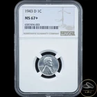 1943 D Lincoln Steel Cent NGC MS67+!