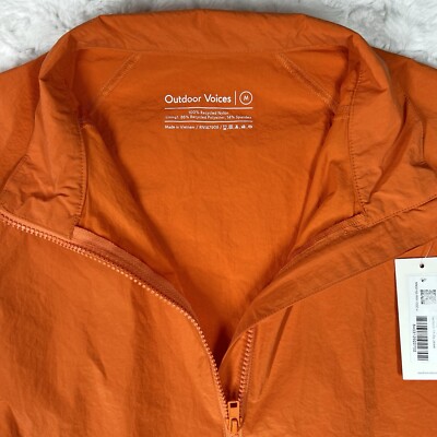 Outdoor Voices Windbreaker Men's M Orange RecNylon 1/4 Zip Jacket NWT Brand New