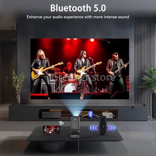 Smart Bluetooth Video Projector 1080p Android 11 HDMI 4K Home Office Theater - Picture 4 of 12