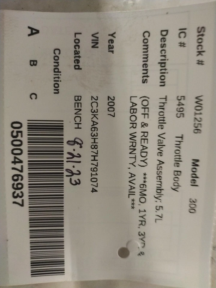 Used Fuel Injection Throttle Body fits: 2007 Chrysler 300 6.1 Grade A Foto 2 de 4