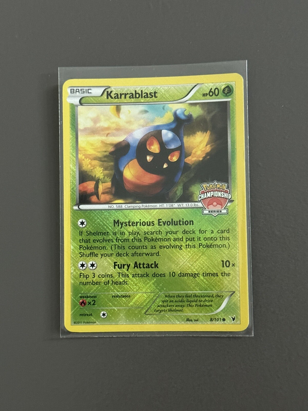 Karrablast 8/101, LP, Reverse Holo, NV, Championship Promo, Pokémon TCG Cards