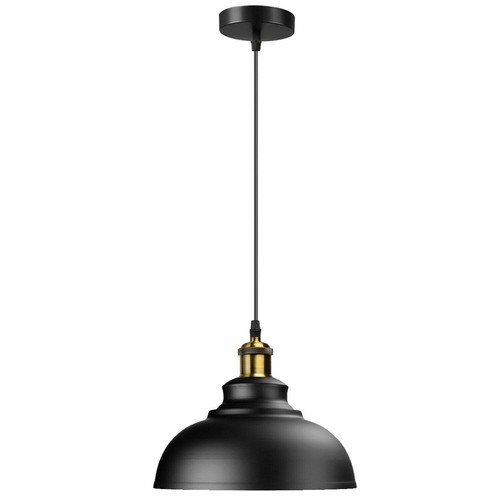 Industrial Pendel Decken Leuchte Leuchte schwarz Metall Lampenschirm Landhaus - Bild 10 von 24