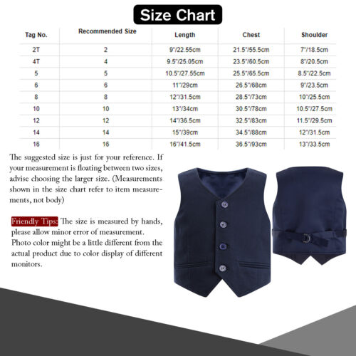 Kids Boys V Neck Vest Buttons Tuxedo Waistcoat for Wedding Party Formal Suit - Picture 41 of 52