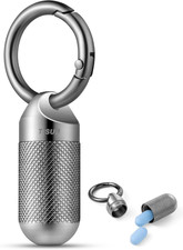 Titanium Keychain Pill Holder Small Metal Pill Case, Pill Organizer Portable Wat