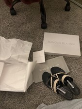 manolo blahnik 37 susa raffia heels