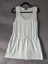 Gap Womens Large Midi Sun Dress Mint Green Stripe Linen Blend Tank Top Scoop