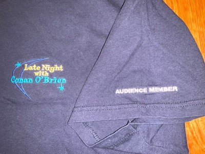 Vtg Late Night With Conan O'Brien Audience Member Embroidered T-Shirt XL Blue
