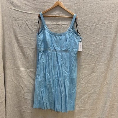 Calvin Klein Blue Solid A-Line Pleated Scoop Neck Sleeveless Dress Size 24W Calvin Klein Blue Solid A-Line Pleated Scoop Neck Sleeveless Dress Size 24W