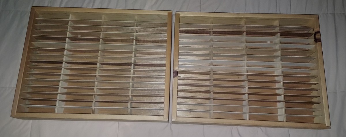 2 NAPA VALLEY BOX COMPANY WOOD 48 CASSETTE TAPE HOLDER WALL RACK