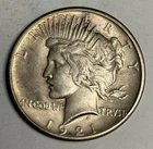 XF 1921 Peace Dollar, U.S. Silver Type Coin High Relief EXTRA FINE $1 Key Date