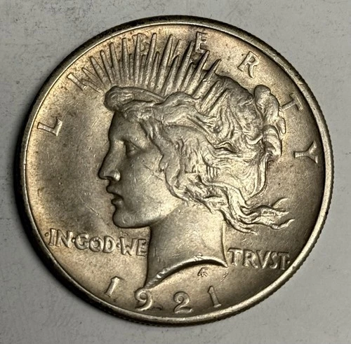 XF 1921 Peace Dollar, U.S. Silver Type Coin High Relief EXTRA FINE $1 Key Date