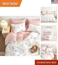 Floral Comforter Set, Cottagecore Cute Aesthetic Watercolor Tiny Flowers and ...