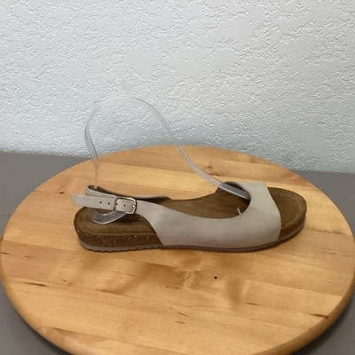 Moretti Slingback Sandals Womens 39 White Leather Cork Made in Italy 1009-A368