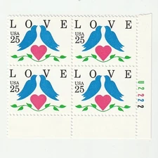 Scott # 2440  US  Love Birds   Plate Block  M/NH  O/G