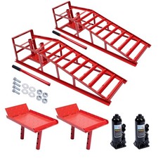 2pc Heavy Duty Auto Car Truck Service Ramps Lifts Hydraulic Lift 5 Ton Jack Red