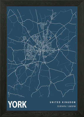 York Bauplan Straßenkarte gerahmtes Wandbild Poster Leinwanddruck Bild