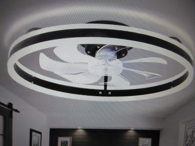 Oaks Aura 20in. LED Indoor Black Bladeless Low Profile Ceiling Fan Flush Mount
