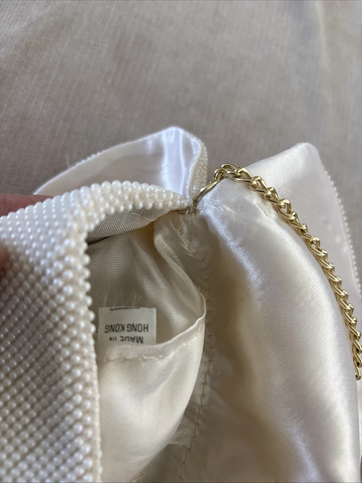 Monedero vintage blanco imitación perla cuentas-novia boda quinceañera primavera verano Foto 4 de 4