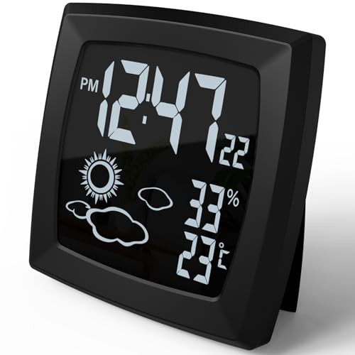 Auto-Backlight Small Desk Clock with Temperature Display – 12/24H Format