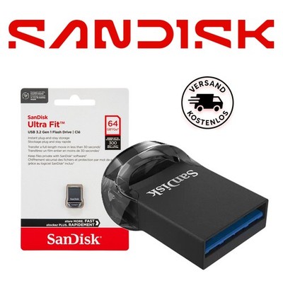 SanDisk Ultra Fit USB Stick Schwarz 32GB 64GB 128GB 256GB USB A USB 3.2 Gen.1 Go