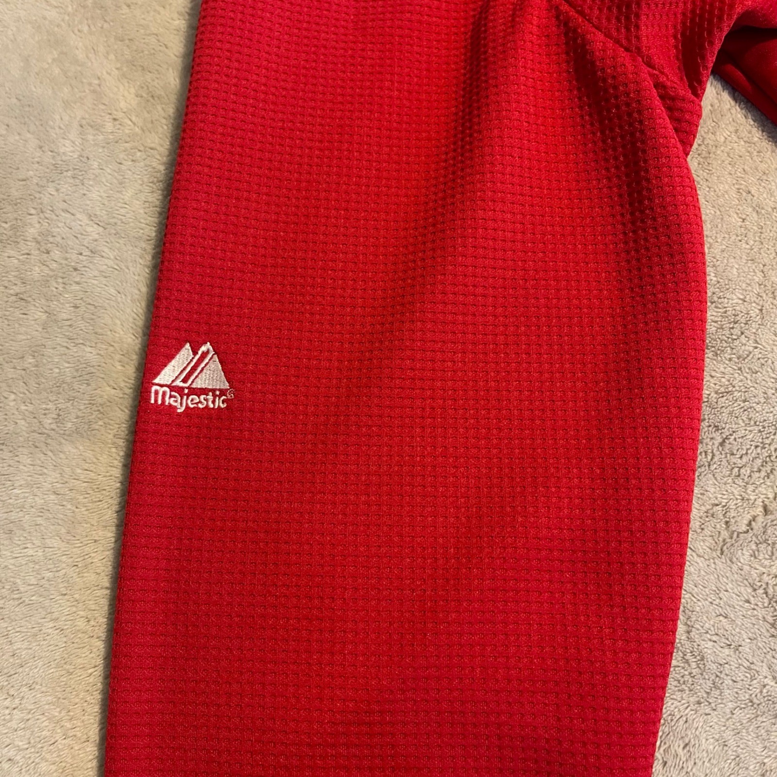 Majestic Therma Base Mens Long Sleeve Red Pullover Baseball Shirt XS