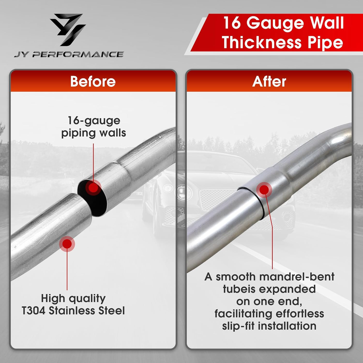 2.5'' Inch T304 Stainless Steel Custom Exhaust Pipe Kit 16 Gauge Tubing Mandrel