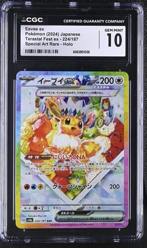 🐶🐶 CGC 10 Eevee SAR 224/187 Terastal Festival Japanese Prismatic
