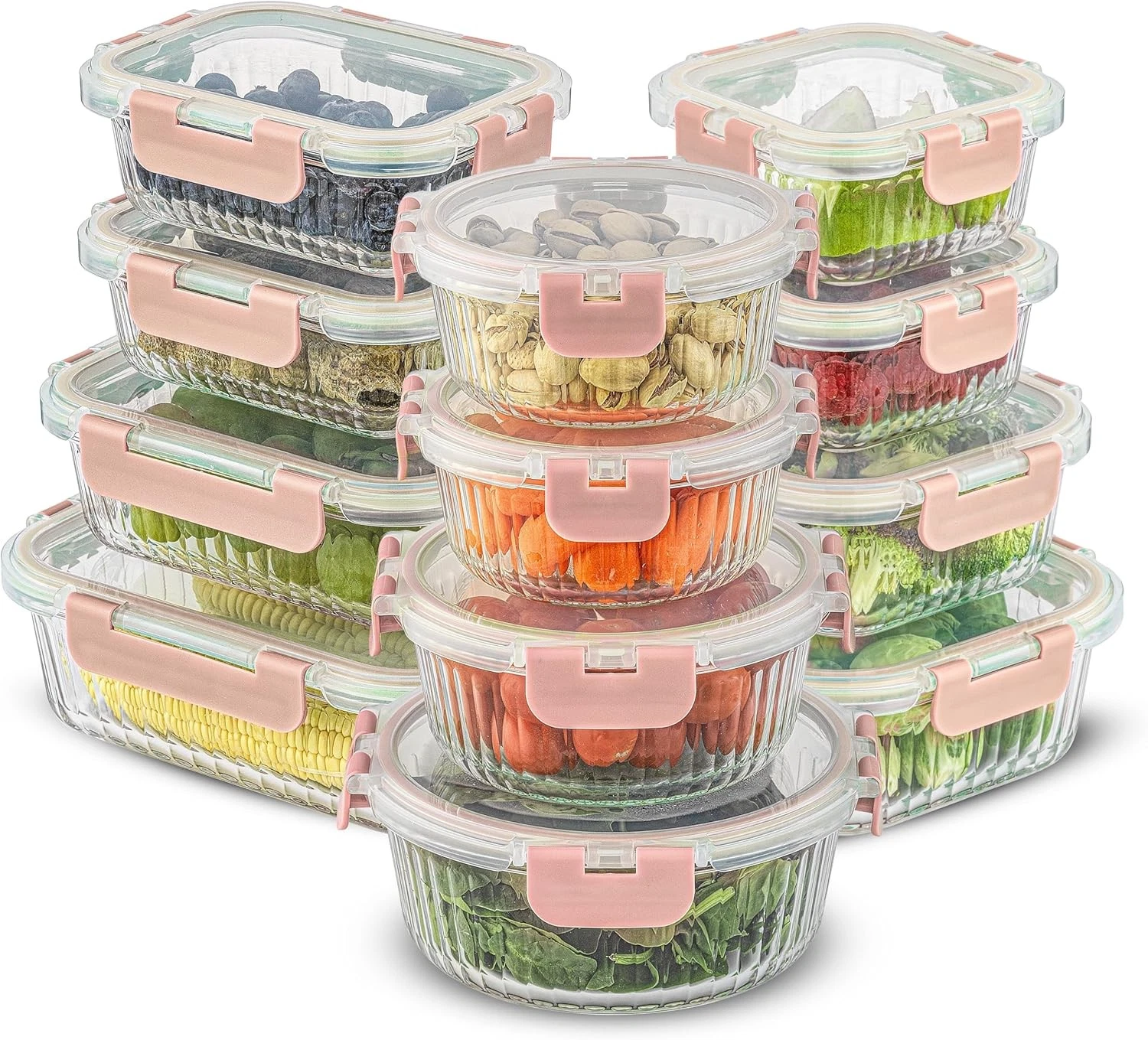 24pc Glass Storage Containers with Lids Freezer Safe Food Storage Containers