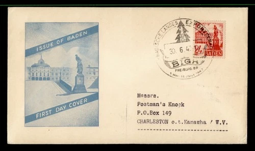 DR WHO 1947 GERMANY BADEN FDC SLOGAN CANCEL M72428