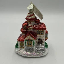 Old World Christmas The Candy Cane Cottage Glass Ornament NO Price Tag