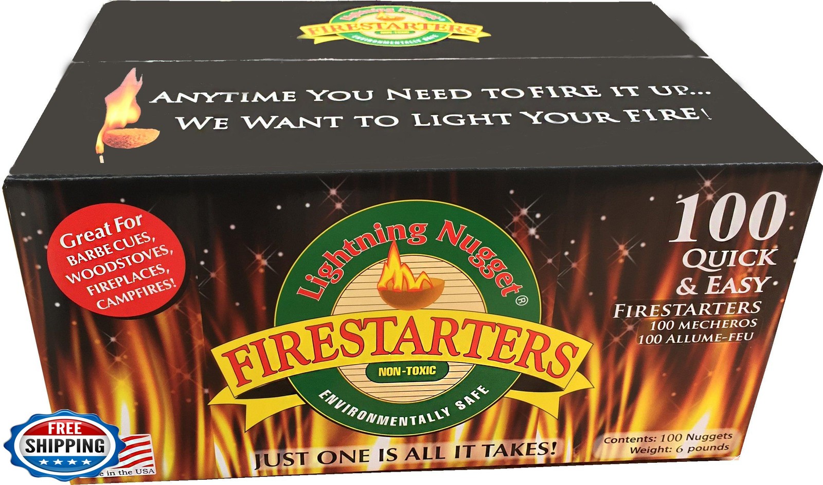 Lightning Nuggets N100SEB Super Economy Box Fire Starter , Tan Br